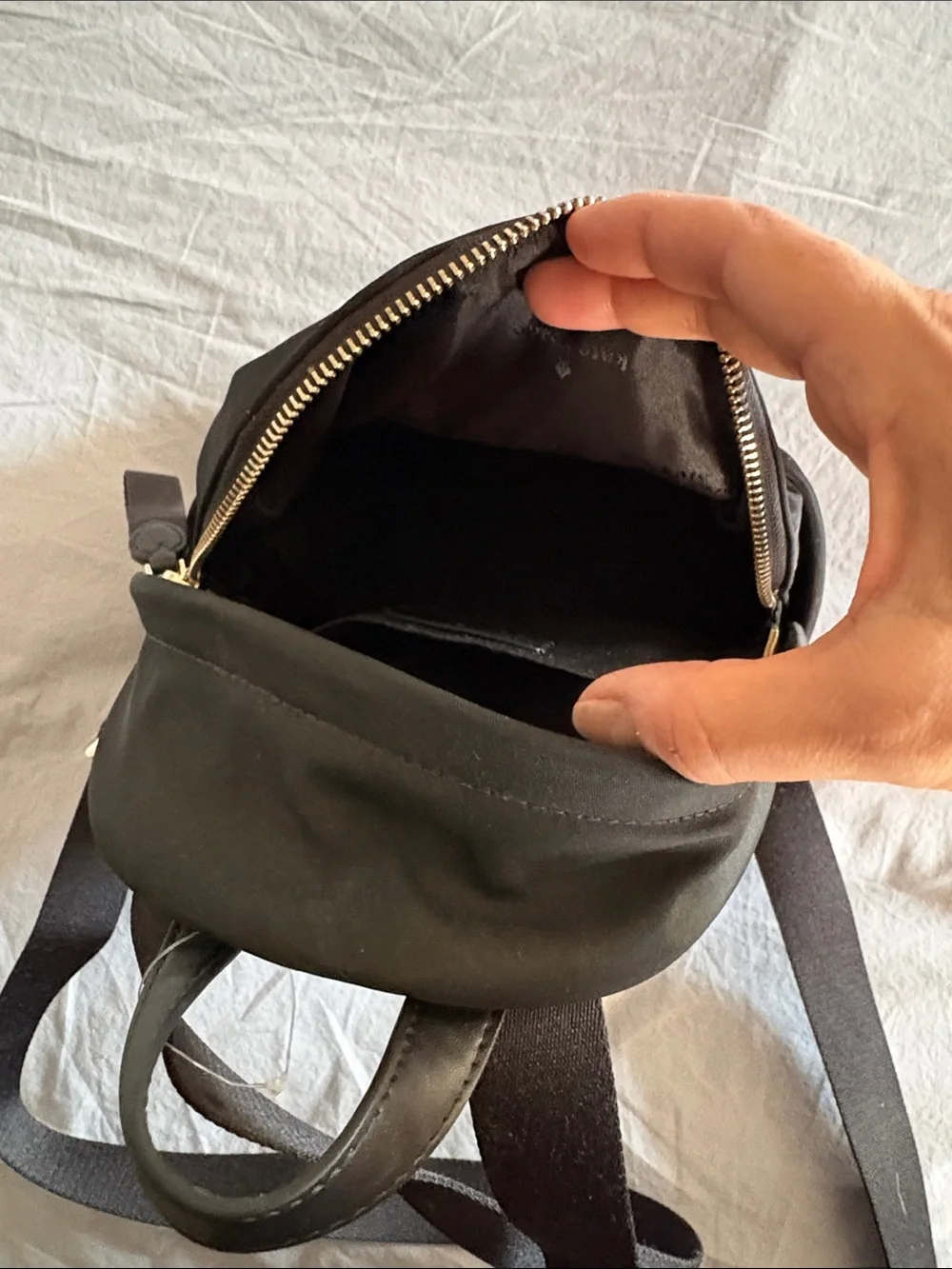 kate spade black mini nylon backpack with gold hardware